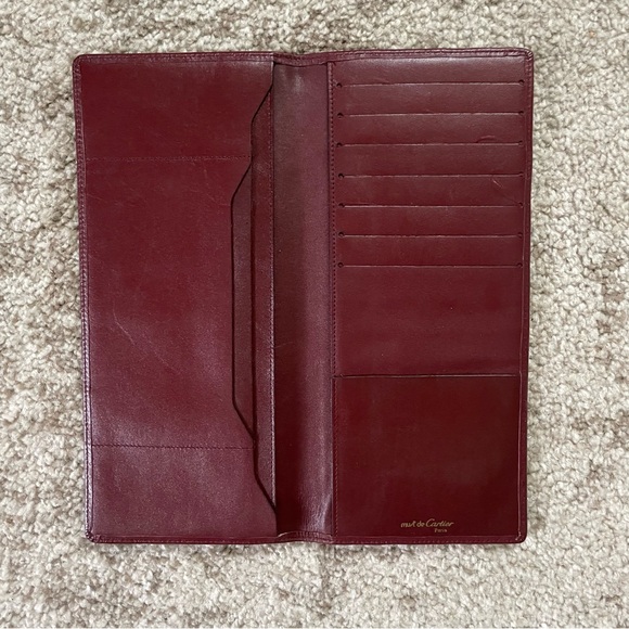 💯 CARTIER Burgundy Leather Wallet - Picture 2 of 14